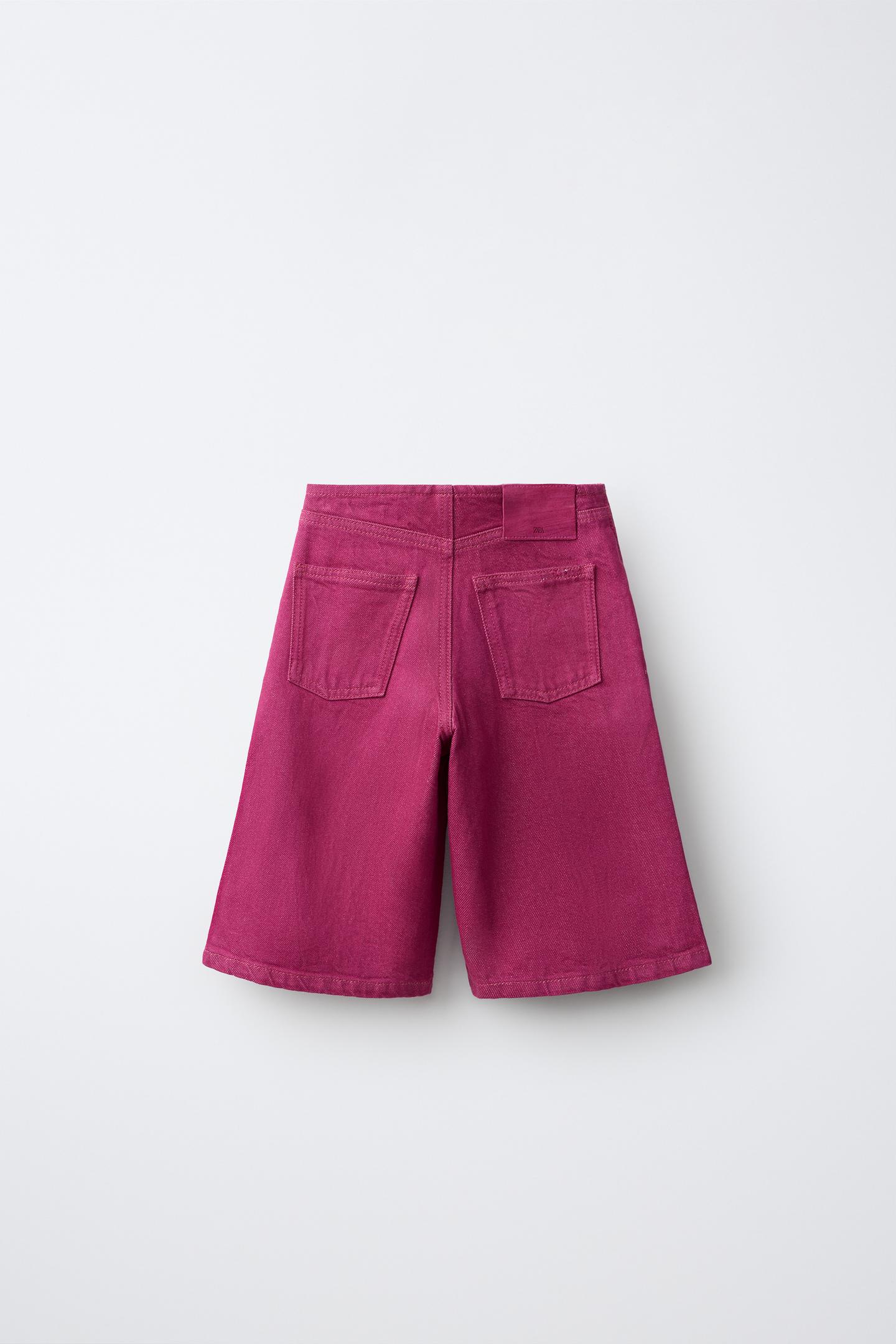 Детские шорты Zara Long Denim Shorts, цвет: Фуксия — фото 2