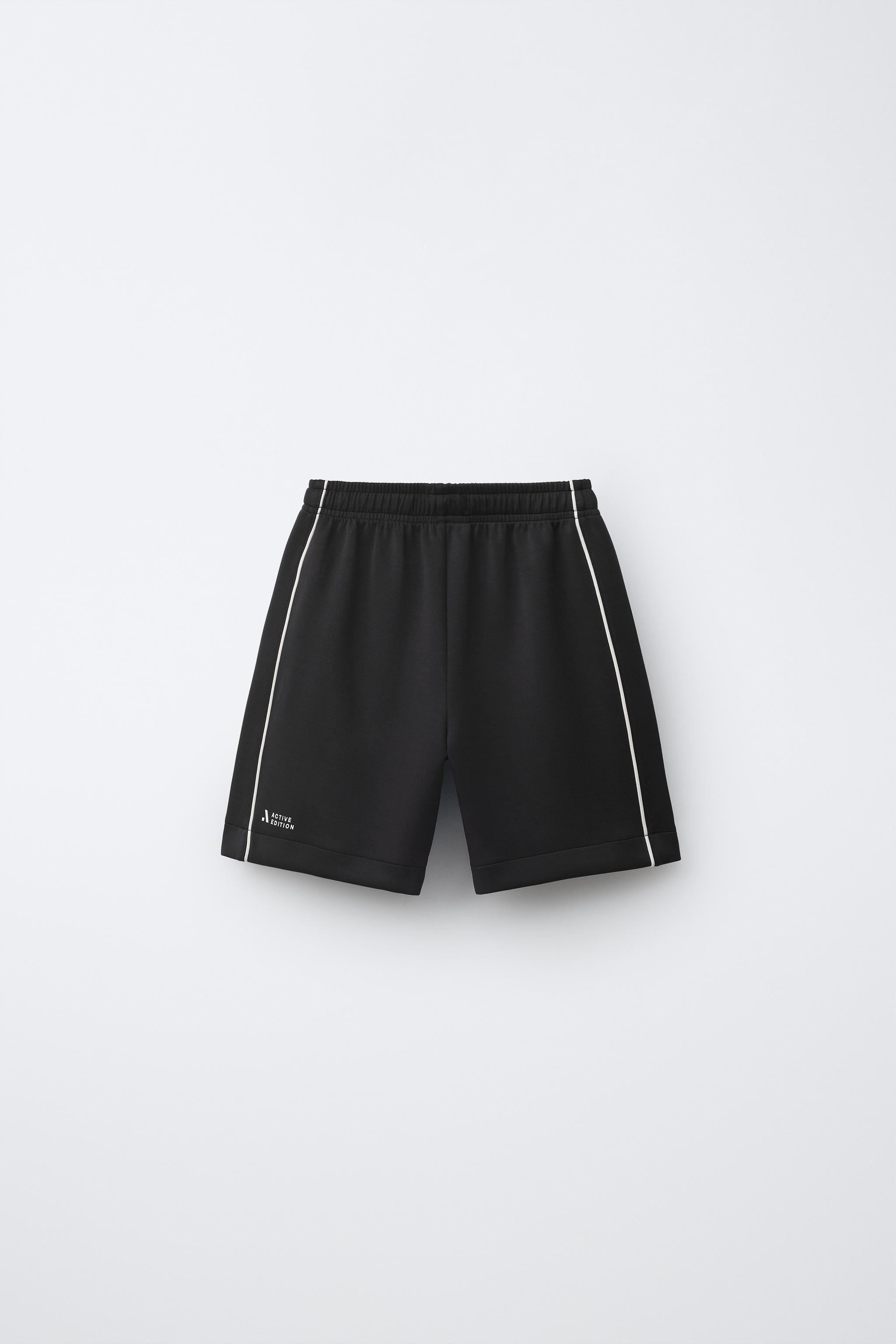 ATHLETIC SHORTS WITH CONTRAST PIPING — Charcoal