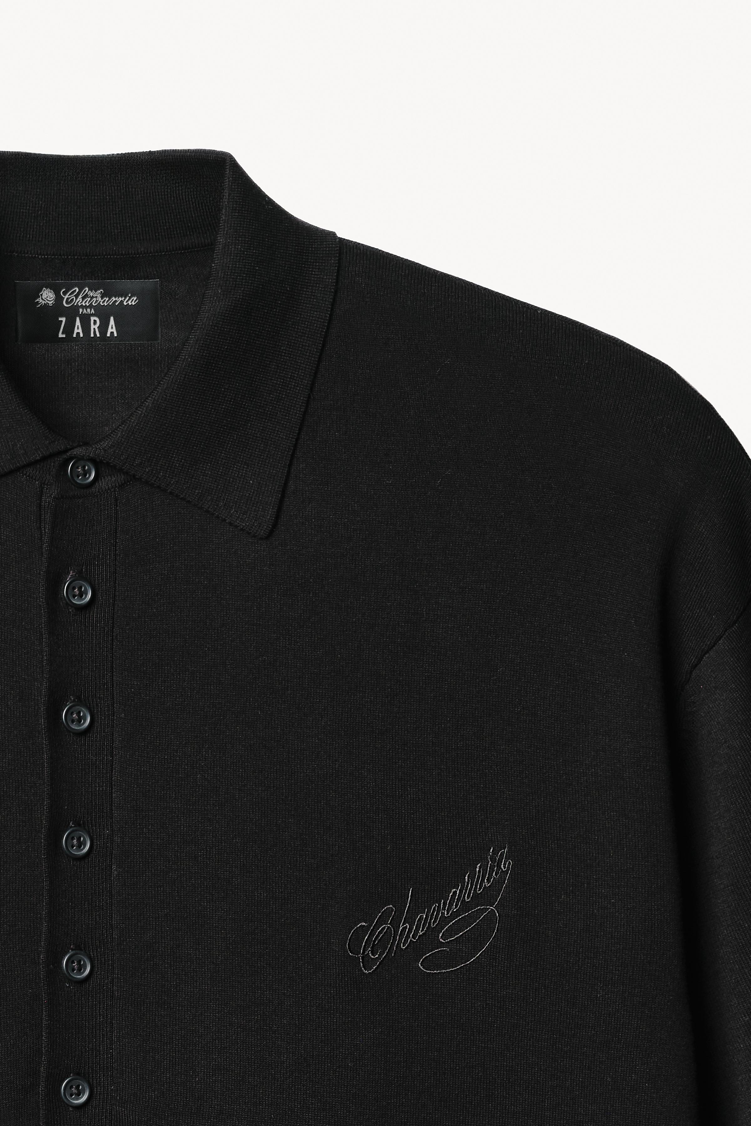 WILLY CHAVARRIA X ZARA LYOCELL BLEND KNIT POLO SHIRT - Black