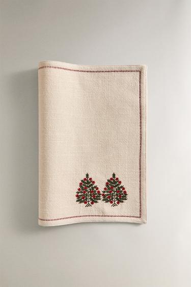SET DE TABLE INDIVIDUEL EN COTON SAPINS DE NOËL - Rouge de Zara - Image 1
