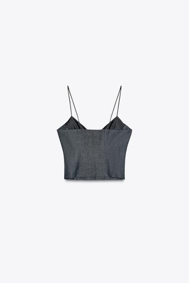 TOP Z1975 DENIM TIRANTES COMBINADO - Azul de Zara
