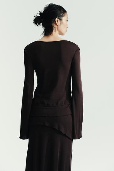 SOFT DOUBLE EFFECT T-SHIRT - Chocolate brown by Zara - Image 3