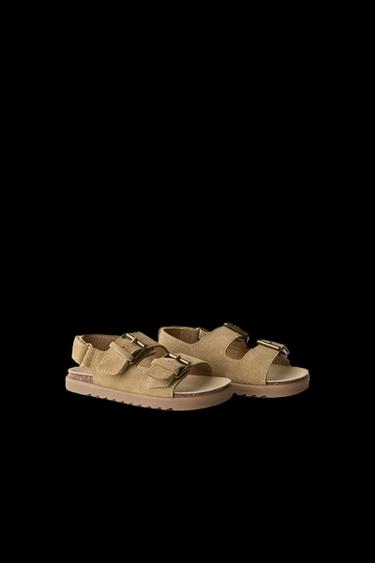 Zara LEATHER SANDALS - Camel Brown