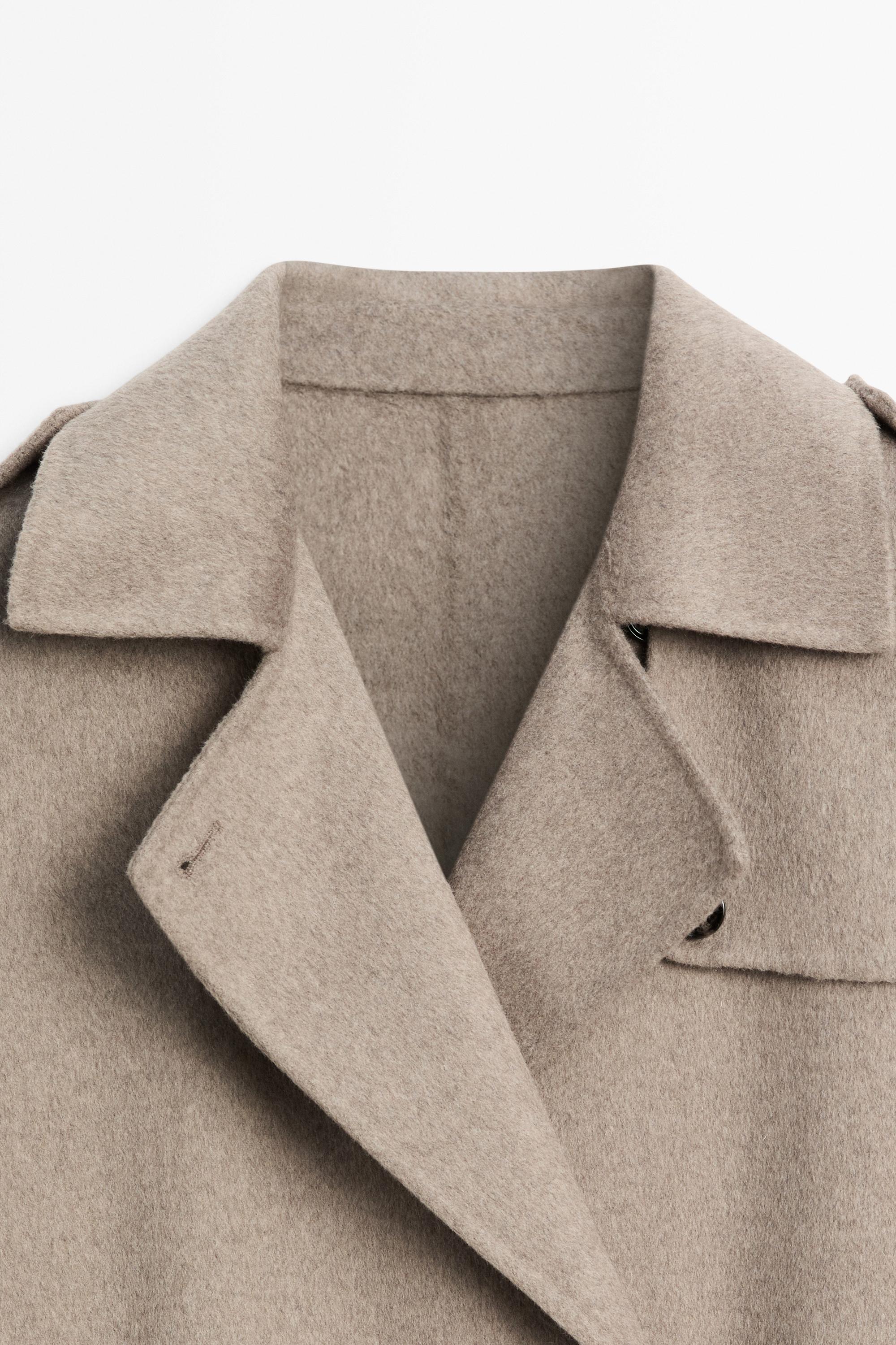 Long wool blend trench coat