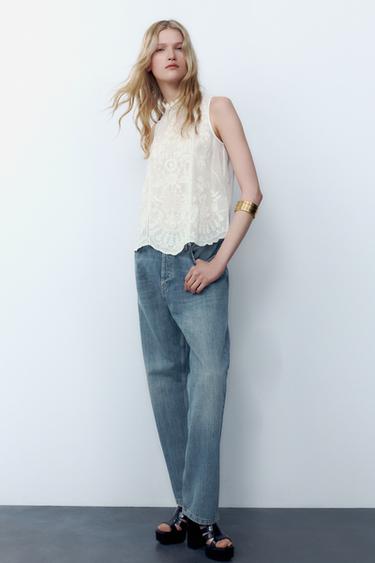 EMBROIDERED BLOUSE ZW COLLECTION - Ecru by Zara - Image 0