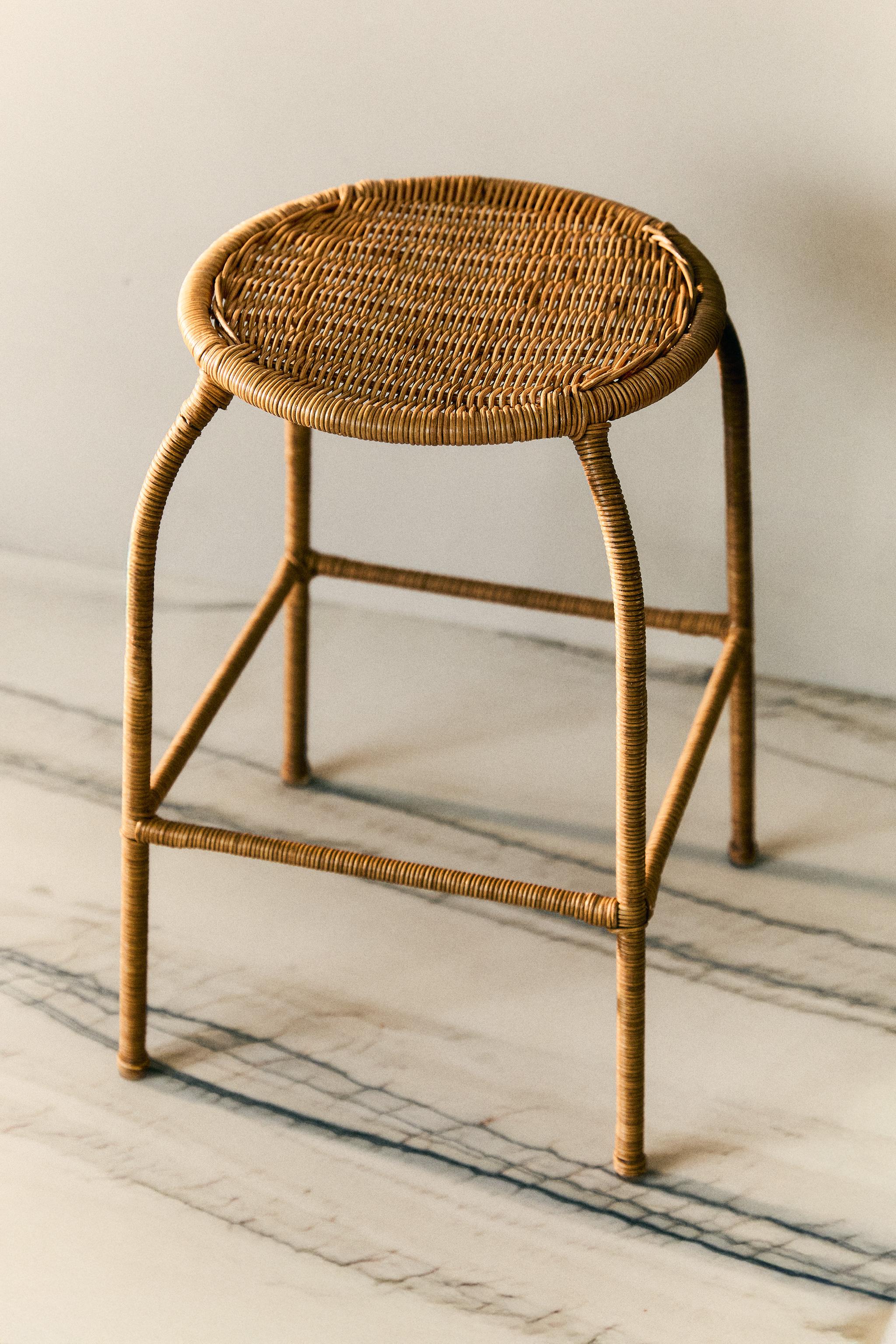 RATTAN STOOL - Brown | ZARA United States