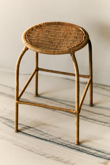 Zara RATTAN STOOL - Brown