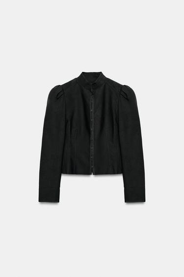 CHAQUETA JACQUARD ZW COLLECTION - Negro de Zara - Imagen 0