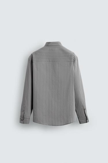 CHEMISE STRUCTURÉE À RAYURES - Gris chiné de Zara - Image 7