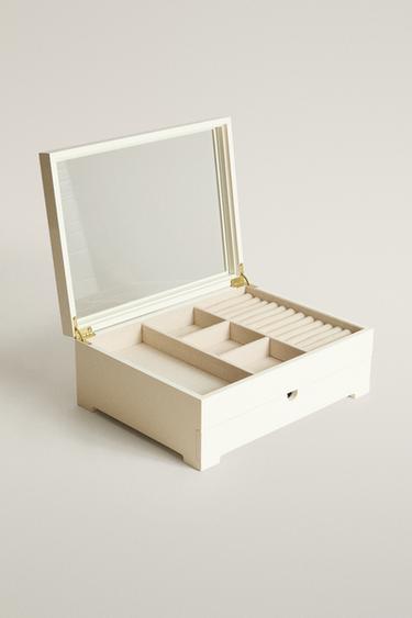 LARGE LACQUERED JEWELRY BOX WITH A DRAWER AND LID — White 2