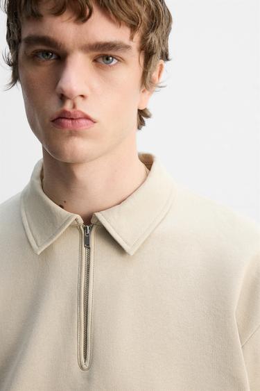 SWEAT POLO À ZIP - Beige de Zara - Image 4