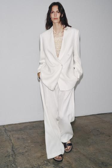 BLAZER MÉLANGE LIN CROISÉE ZW COLLECTION - Écru de Zara