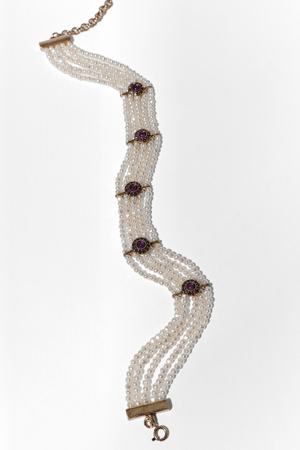 FAUX PEARL AND RHINESTONE CHOKER