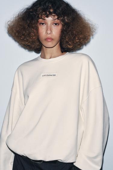 BALLOON EMBROIDERED SLOGAN SWEATSHIRT - Oyster-white by Zara - Image 1