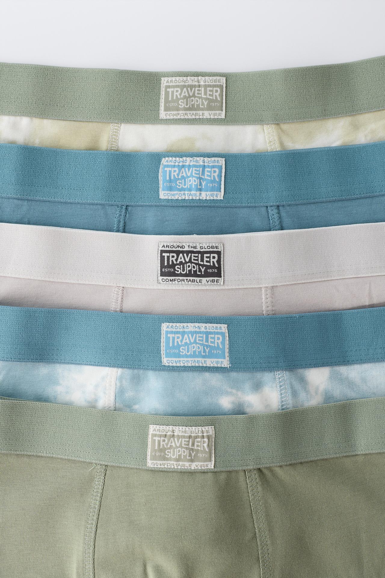 6-14 YEARS/ FIVE-PACK LABEL BOXERS — Multicolored