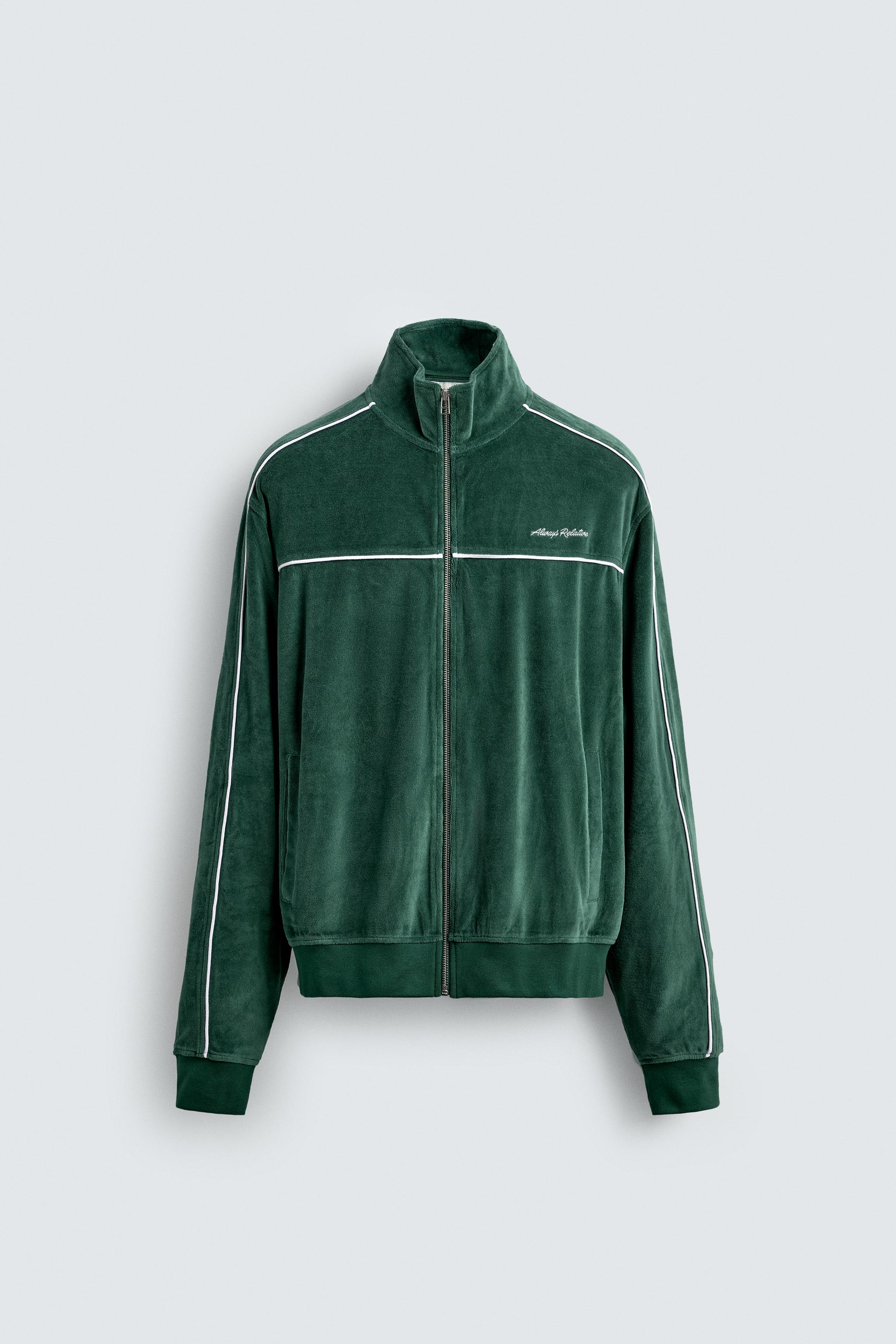VELOUR ZIP SWEATSHIRT - Green | ZARA United States