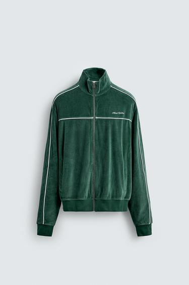 SUDADERA VELOUR CREMALLERA - Verde de Zara