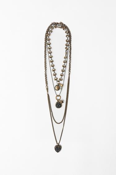 Zara 3-PACK OF COMBINATION COIN CHAIN NECKLACES - Gold / Silver