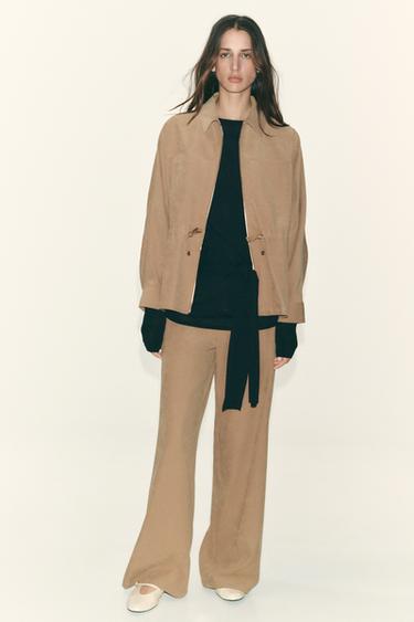 ADJUSTABLE WAIST JACKET WITH POCKETS - Mid-camel by Zara