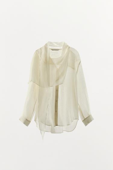 CHEMISE FOULARD ZW COLLECTION - Écru de Zara - Image 9