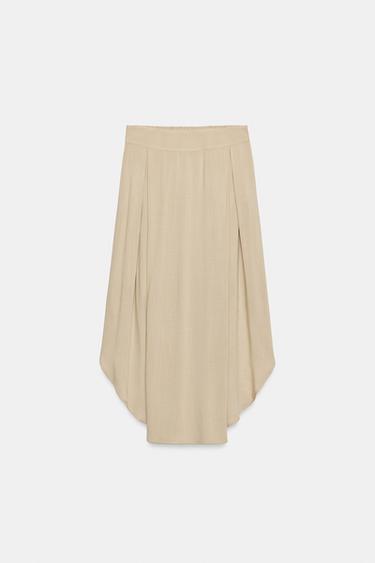 ASYMMETRIC FLOWING SKIRT - Sand by Zara