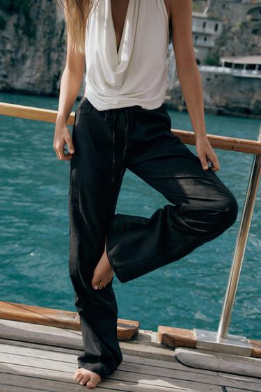 FLOWING TROUSERS WITH SEAM DETAILS - Black by Zara - Image 2