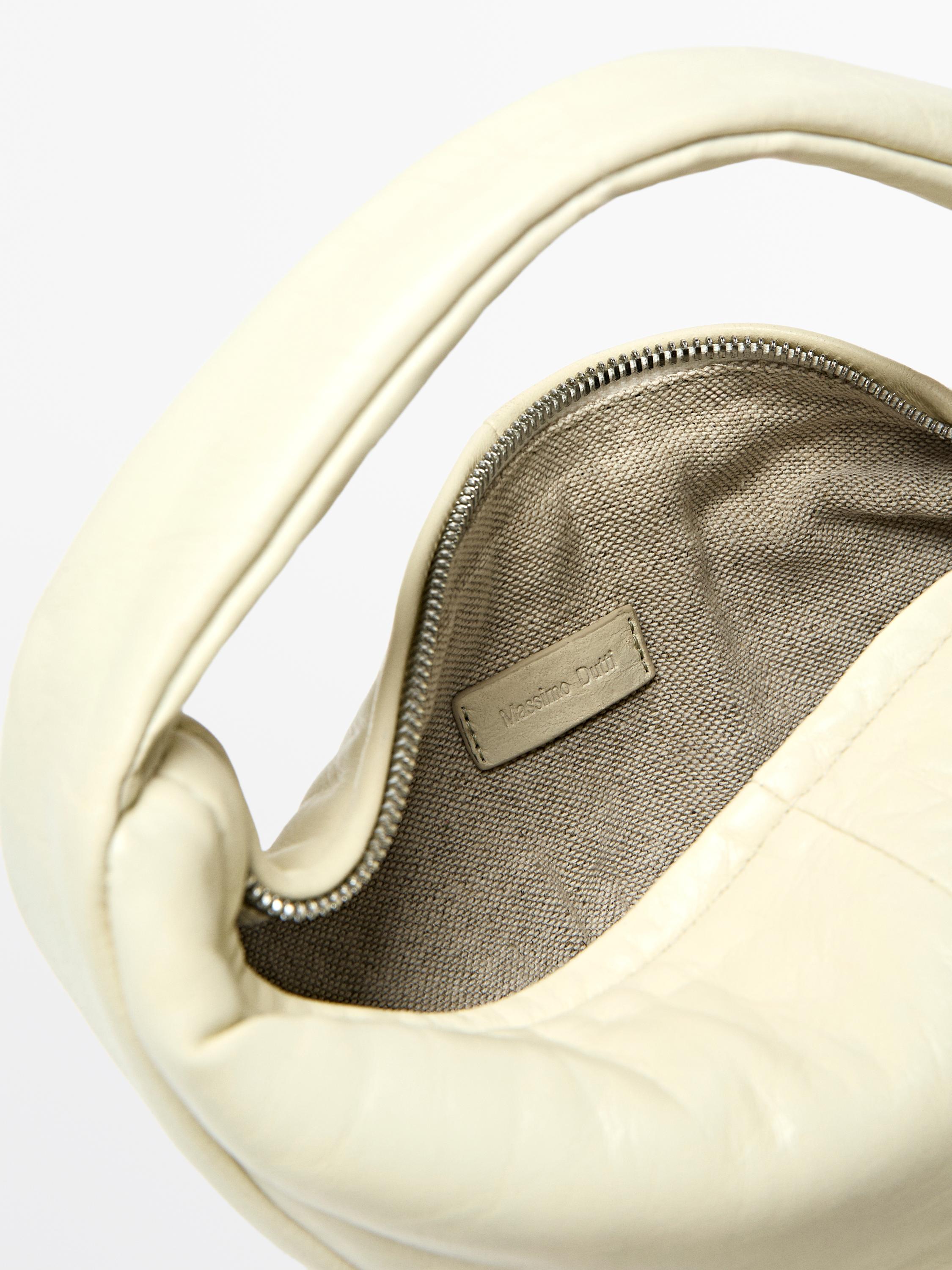 Mini sac à main demi-lune en cuir nappa