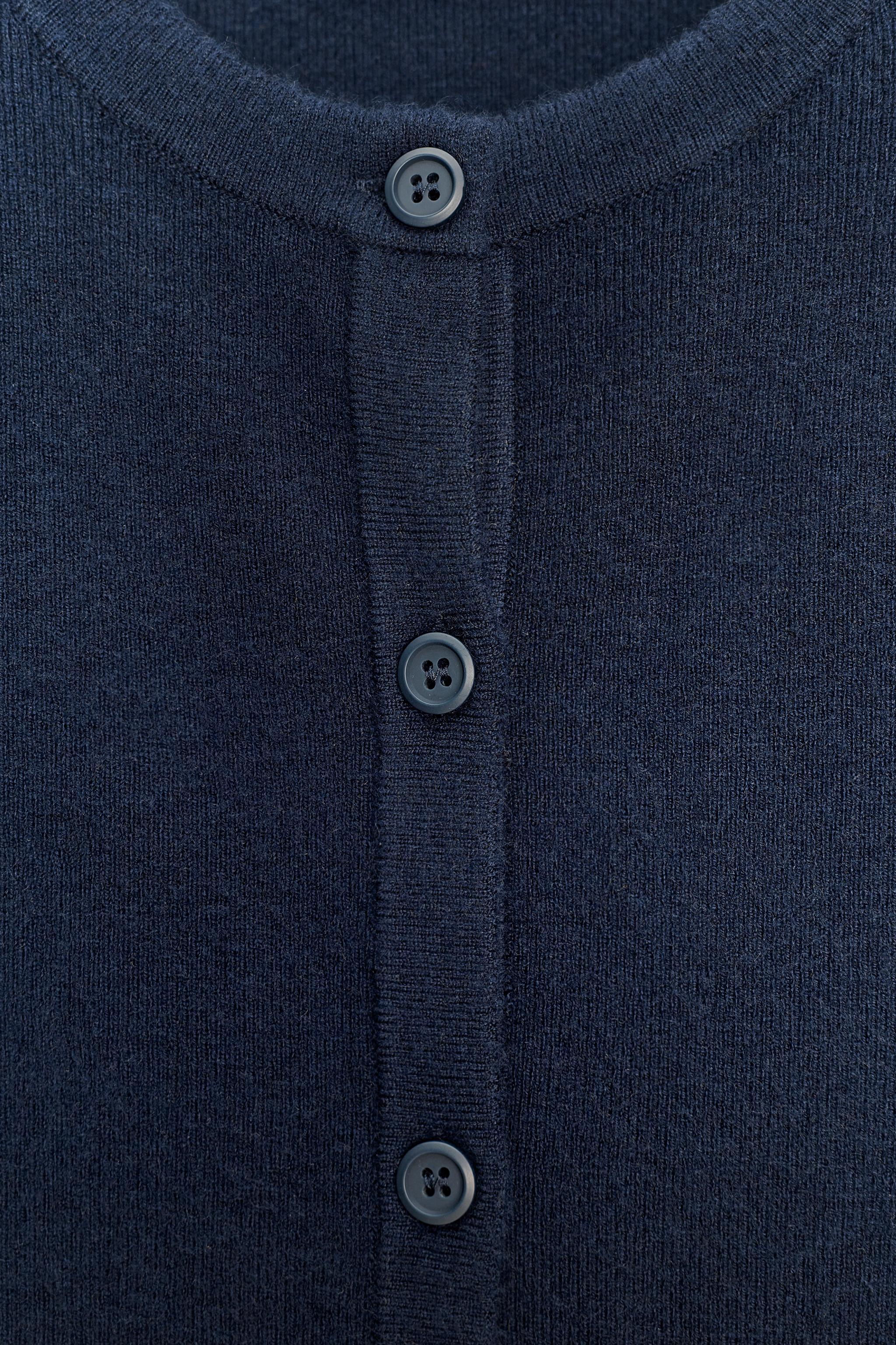 BASIC KNIT BUTTON CARDIGAN - Navy blue | ZARA United States