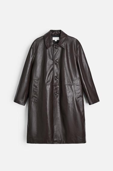 TRENCH DE COURO - Preto / Marrom da Zara