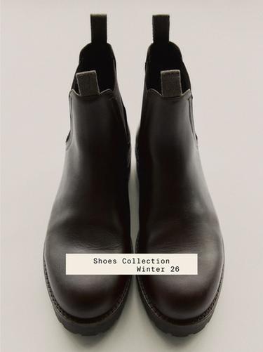 Botín piel chelsea - Marrón de Zara