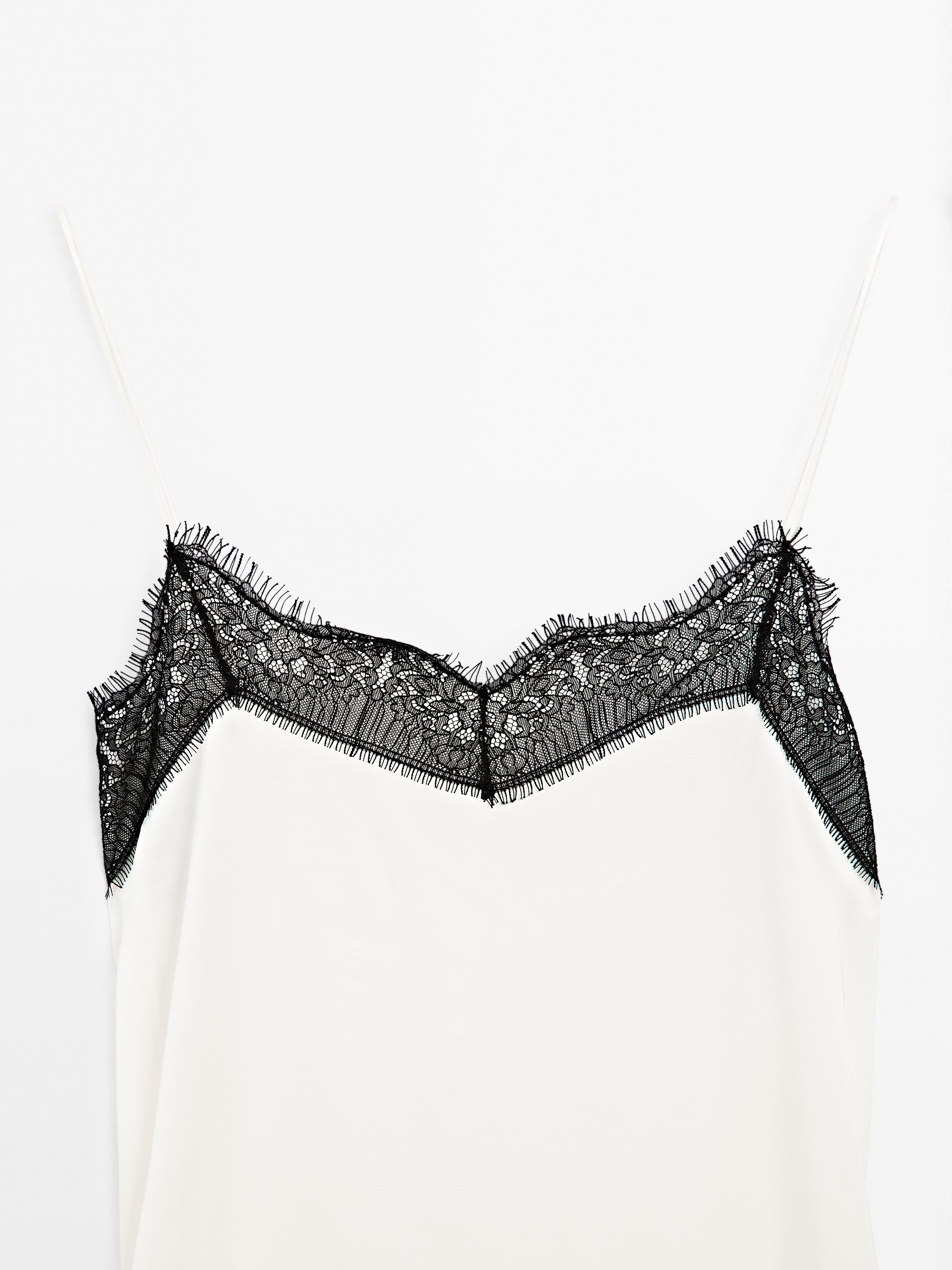 Contrast lace-trimmed midi dress