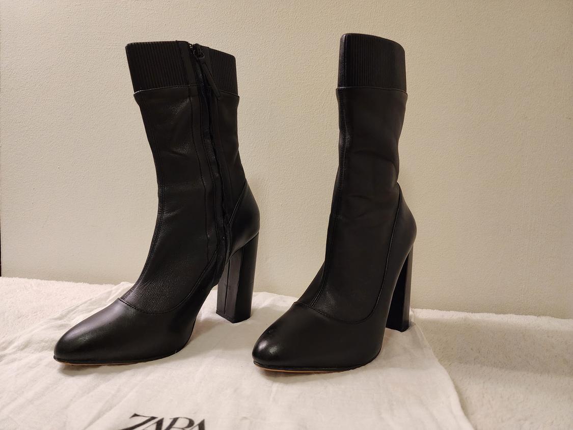 BLACK SOCKS ANKLE HIGH HEEL BOOTS - Image 7