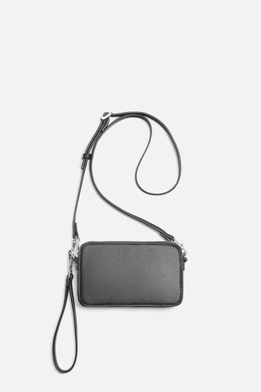 Zara TEXTURED CROSSBODY BAG - Black