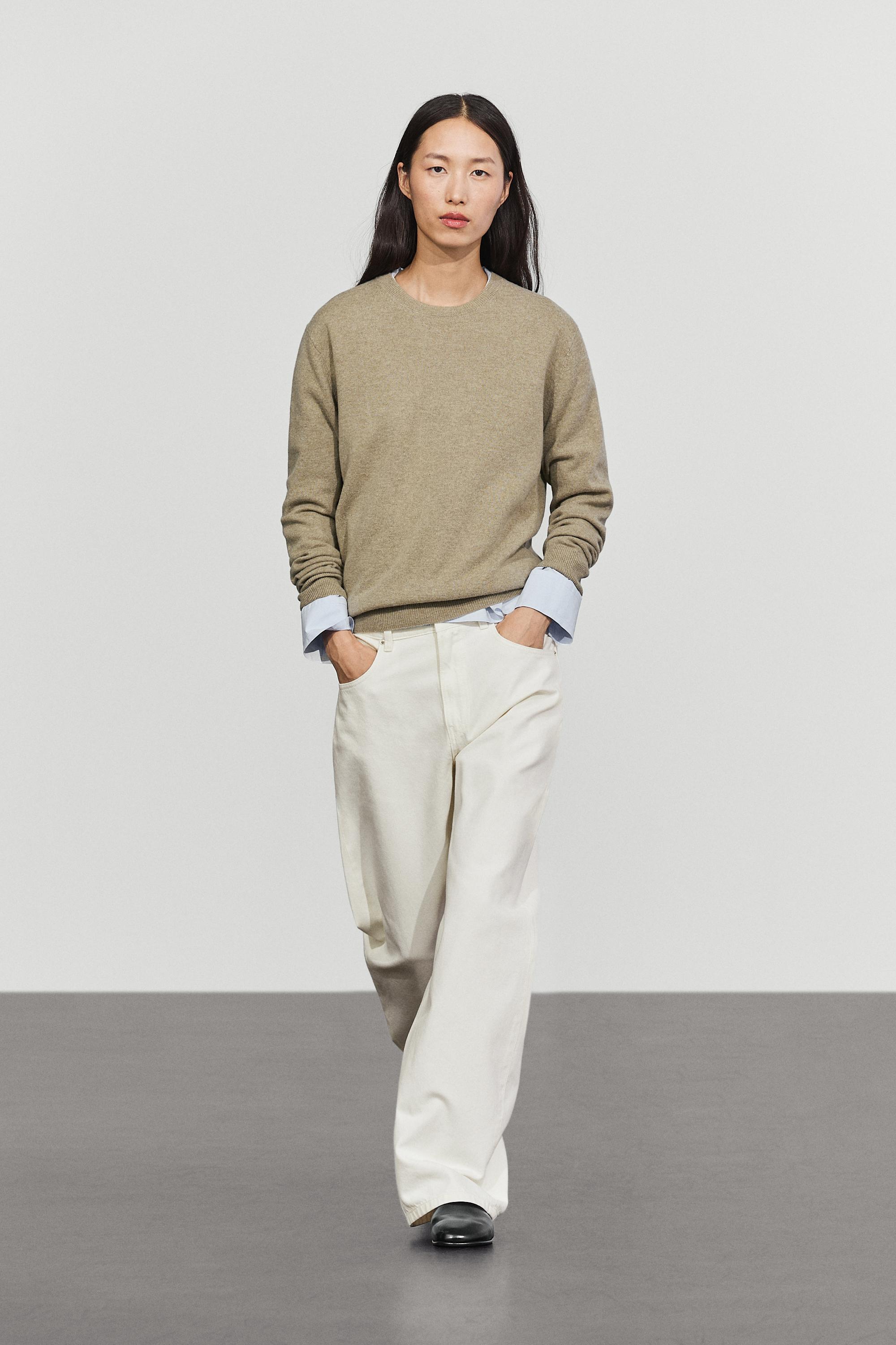 Pull en maille mélangée de laine à col rond