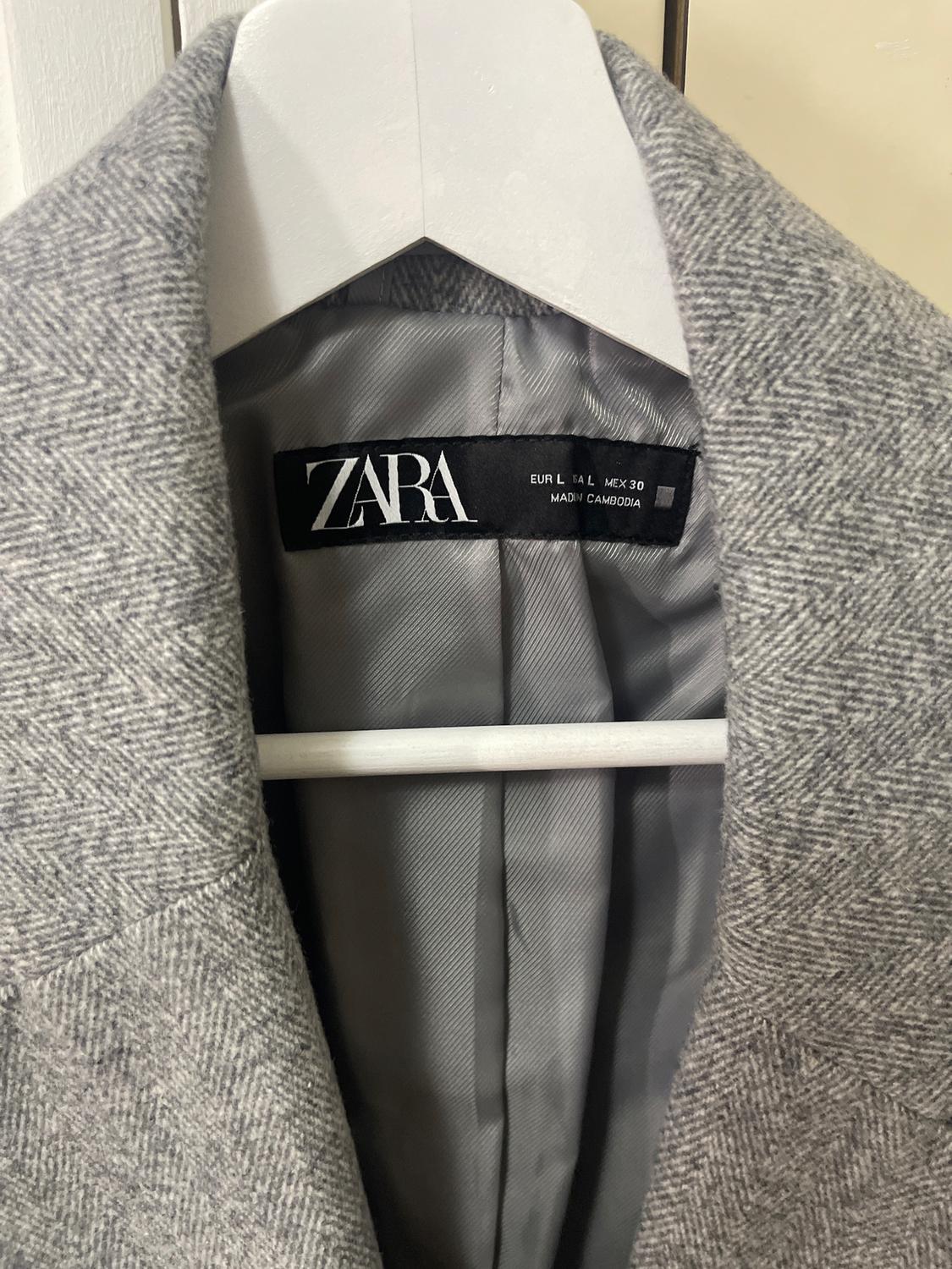 HERRINGBONE WOOL BLEND STRAIGHT BLAZER - Image 3