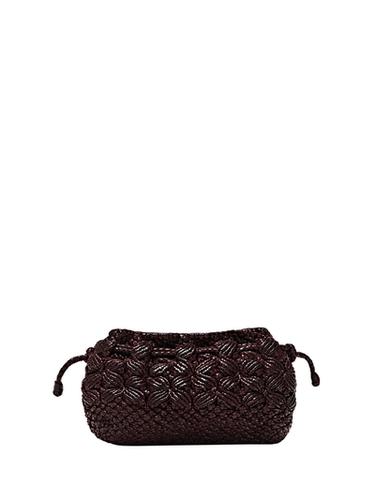 Zara Nappa leather macramé pouch bag - Burgundy