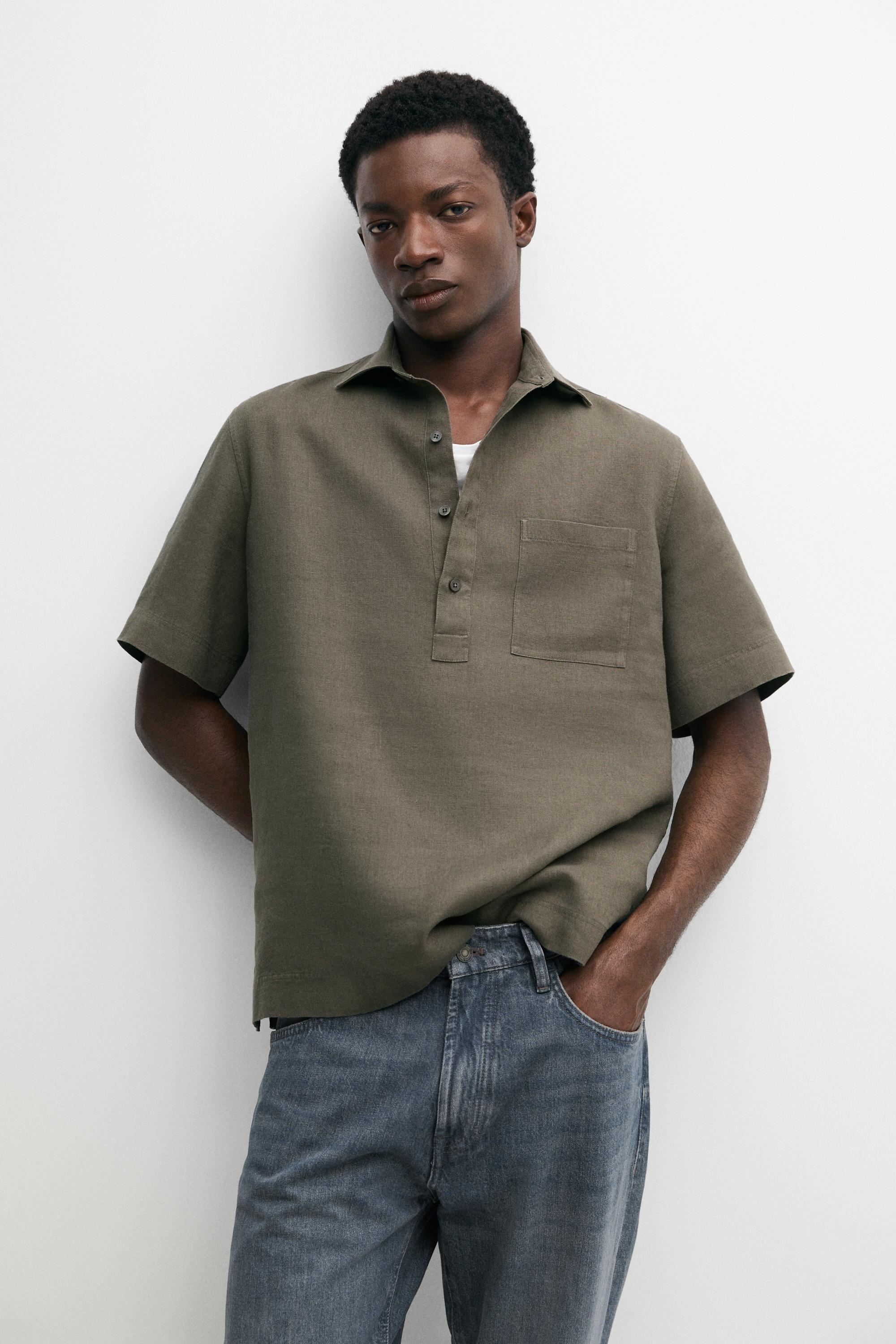 100% linen regular fit polo shirt