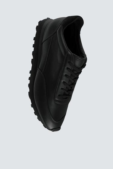 Zara LEATHER CASUAL SNEAKERS - Black - Image 0