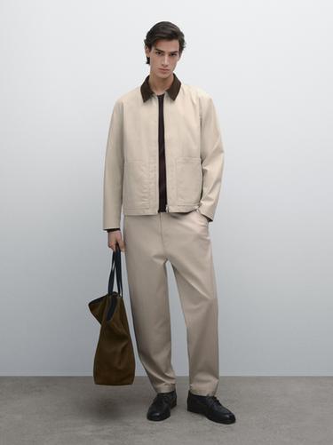Zara 100% cotton jacket with collar detail - Ice - Image 0