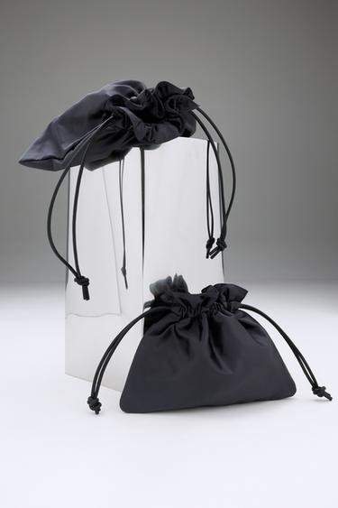 Zara LARGE SATEEN BAG - Navy Blue