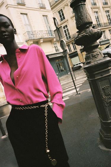 CAMISA SATINADA - Fucsia de Zara