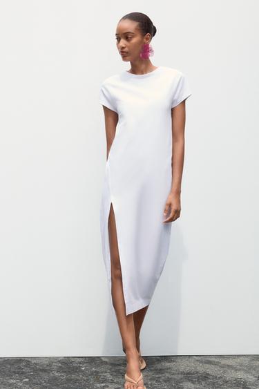 Zara WASHED MIDI DRESS - White - Image 0