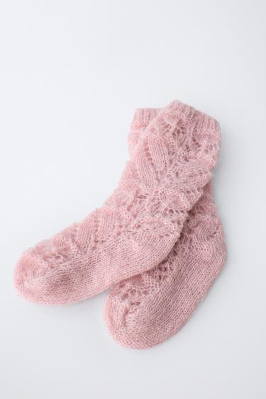 CHAUSSETTES CHAUDES EN LAINE ET ALPAGA - Rose poudré de Zara - Image 2
