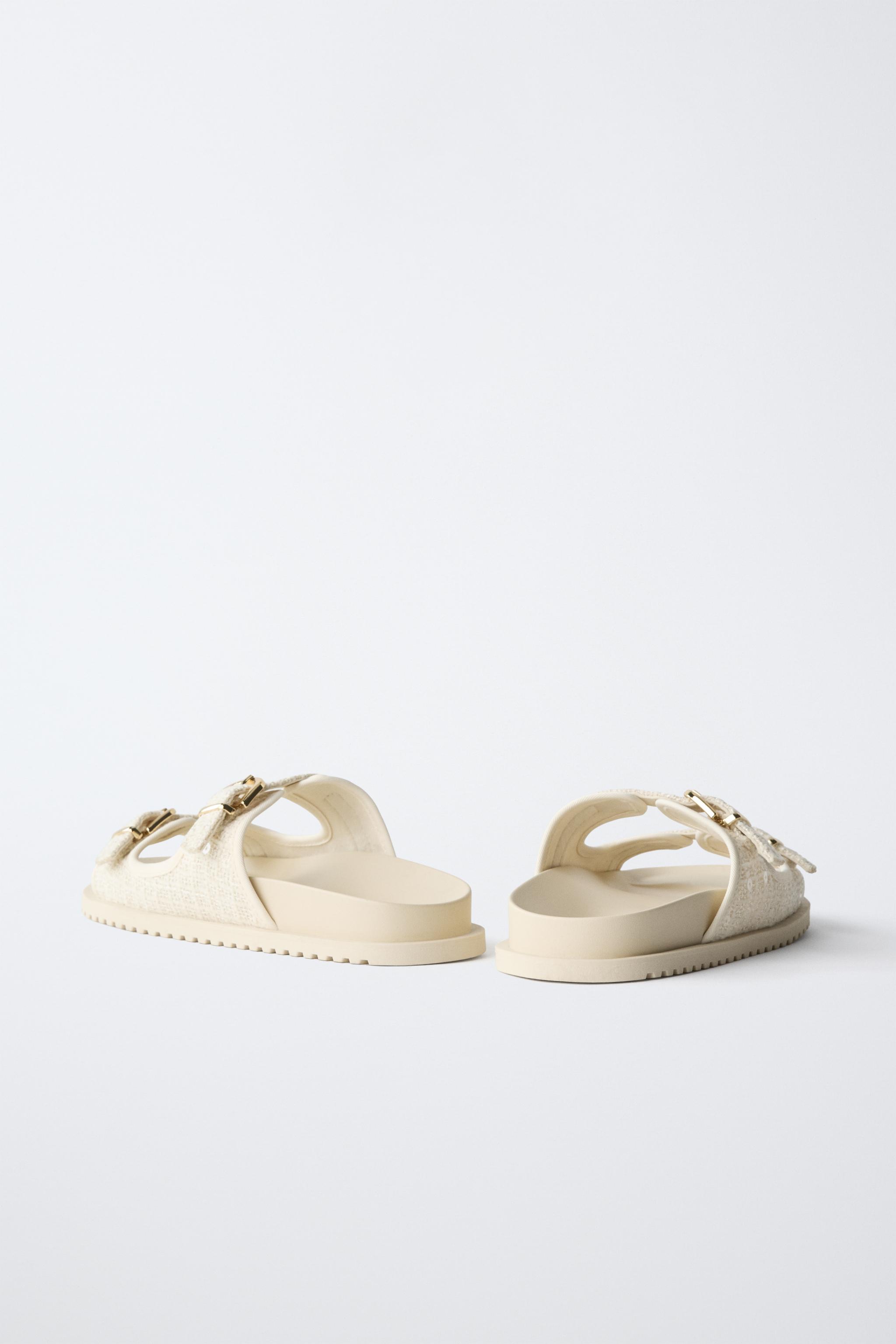 Детские сандалии Zara RAFFIA EFFECT BUCKLE SANDALS — фото 5