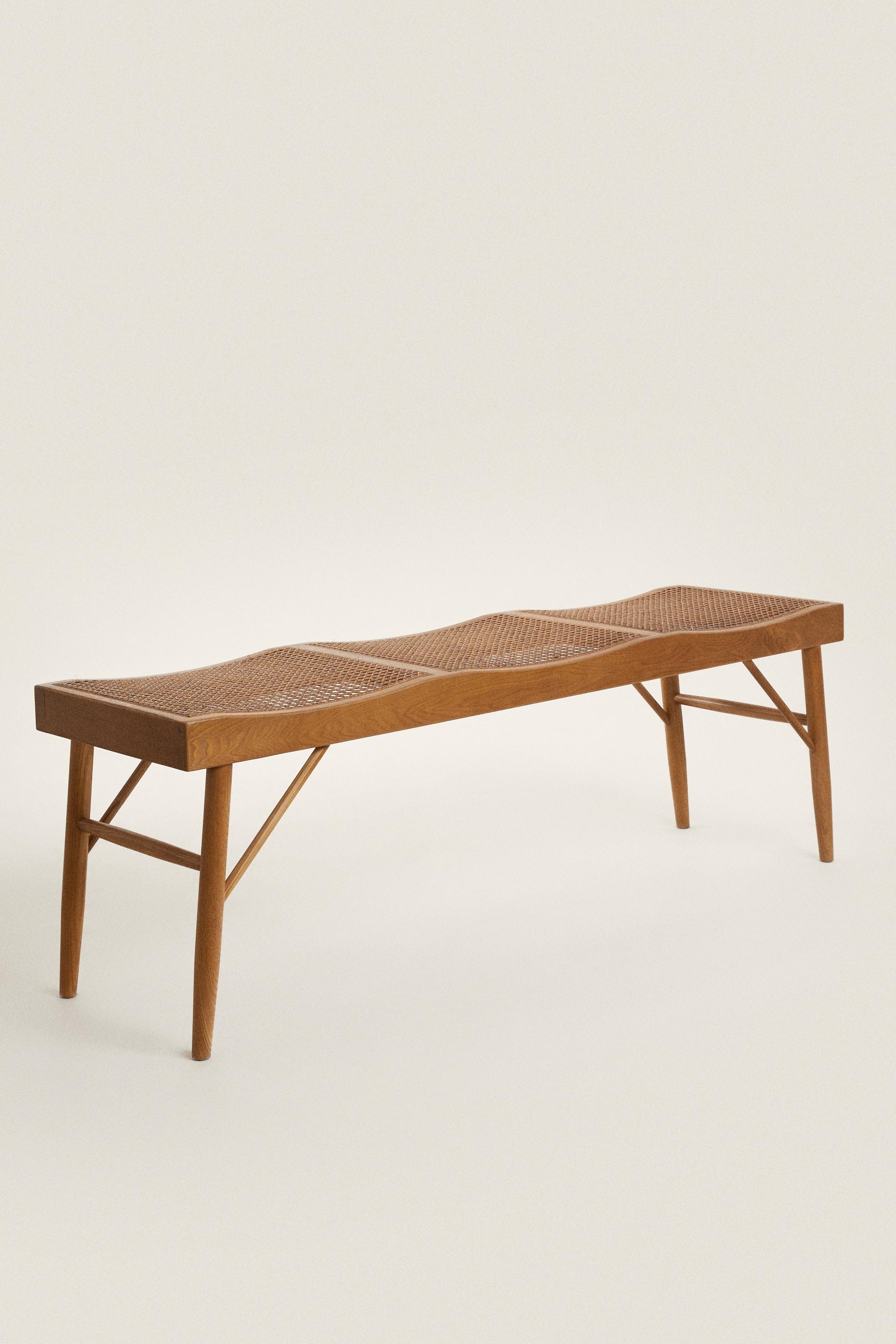Stylish Wood and Rattan Bench for Home Decor