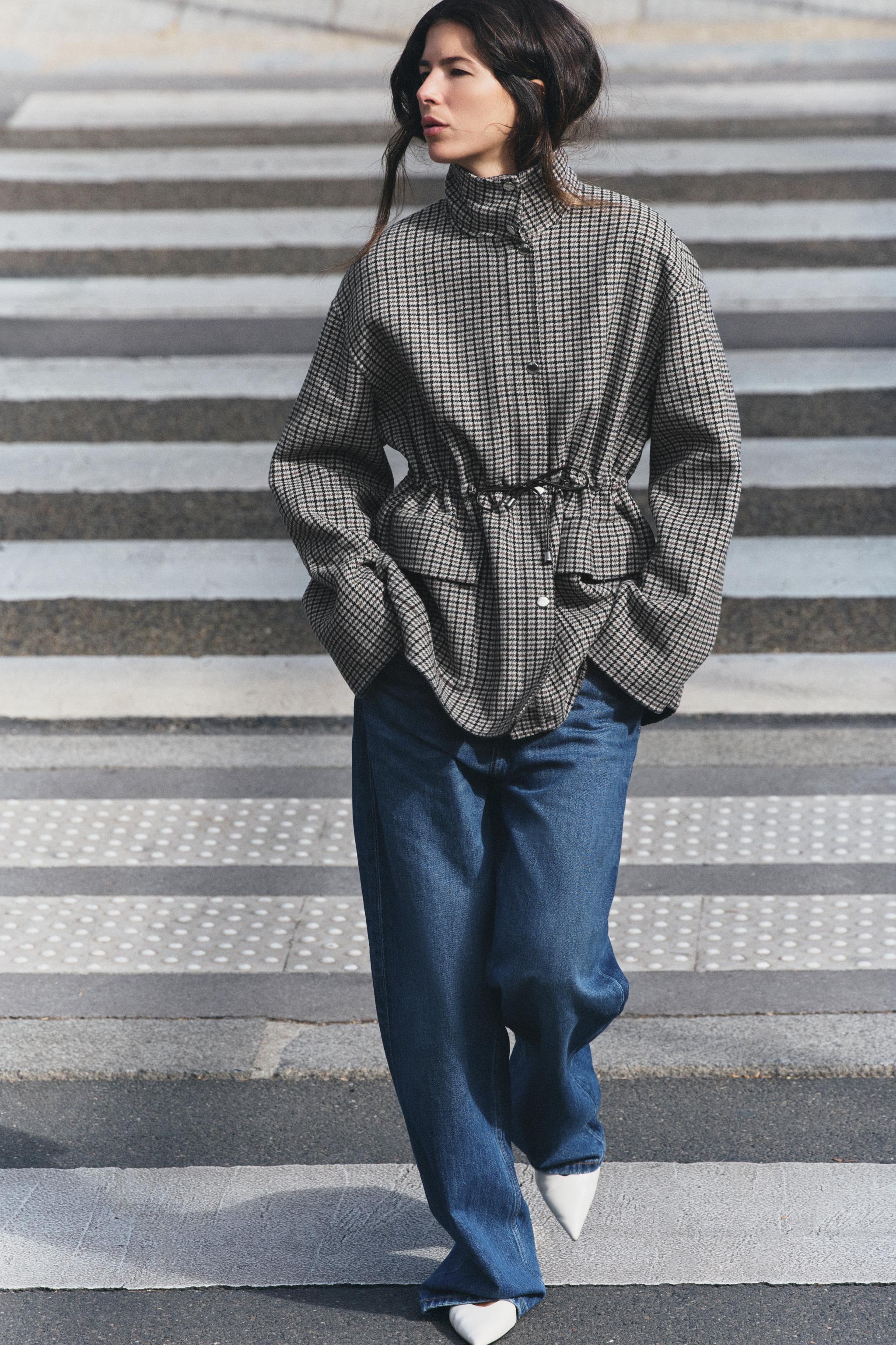 MANTEAU AVEC LAINE PIED-DE-POULE