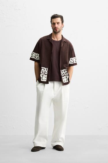 EMBROIDERED RELAXED FIT SHIRT - Burgundy by Zara