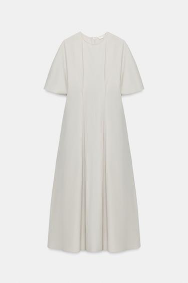 ZW COLLECTION POPLIN PLEATED DRESS - Light grey by Zara - Image 3