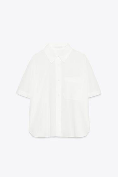 SEMI-SHEER COTTON SHIRT - Oyster-white by Zara - Image 5