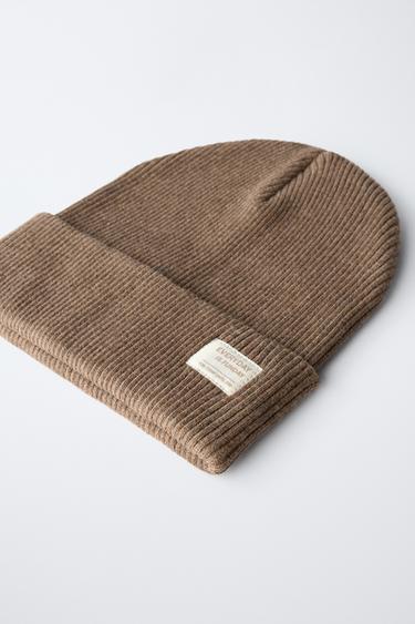 RIBBED COTTON BEANIE - camel by Zara - Image 1